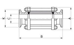 Schéma dimensions indicateur passage verre / INOX