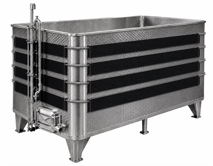 Cuve, bac rectangulaire INOX avec option ceinture de refroidissement / chauffage